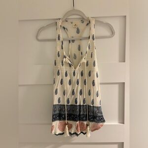 O'Neill White and Blue Paisley Tank Top